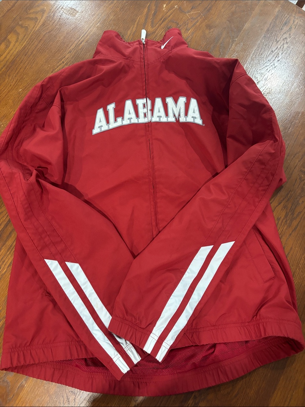 Nike Red Alabama Full‑Zip Jacket with White Stripes